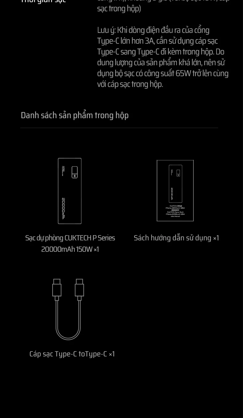 Pin dự phòng Cuktech 15 Power Bank 20.000mAh 150W PD3.1/PPS5A/QC/Mi Turbro 120W - PB200P