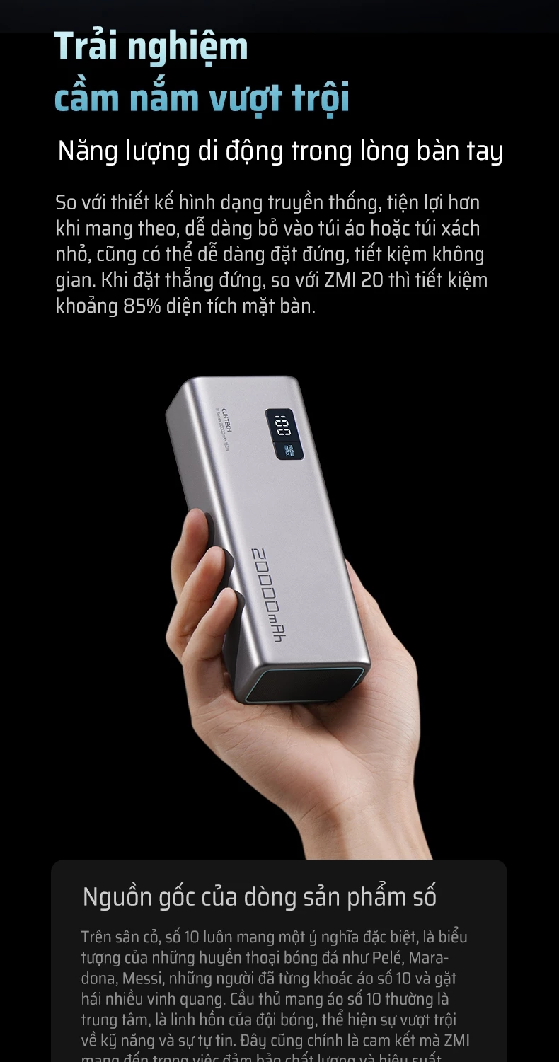 Pin dự phòng Cuktech 15 Power Bank 20.000mAh 150W PD3.1/PPS5A/QC/Mi Turbro 120W - PB200P