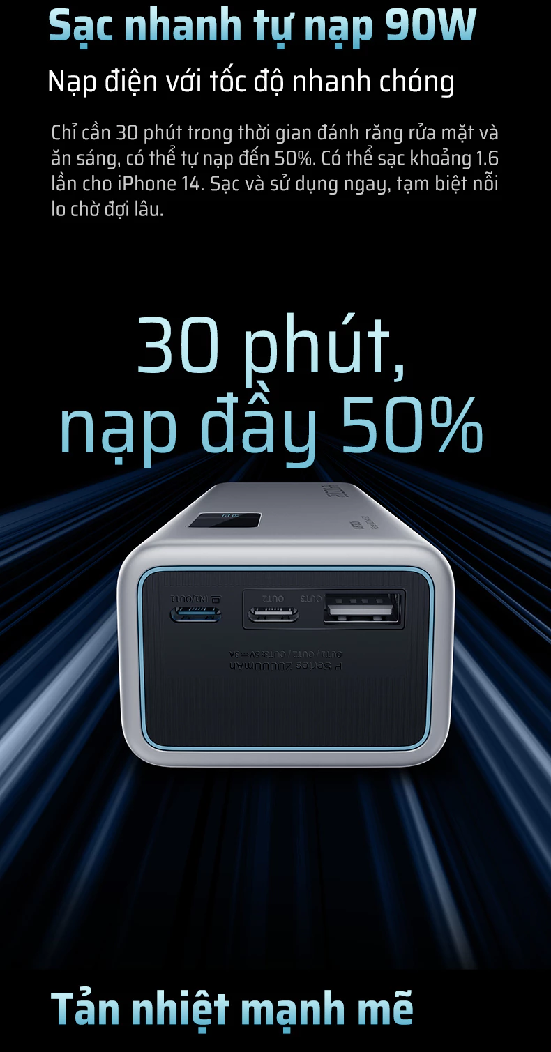 Pin dự phòng Cuktech 15 Power Bank 20.000mAh 150W PD3.1/PPS5A/QC/Mi Turbro 120W - PB200P