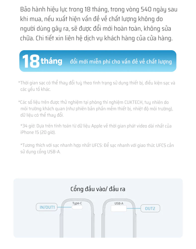Pin dự phòng Cuktech 10.000mAh Power Bank 30W PD3.0/PPS/QC3.0/QC - PB100