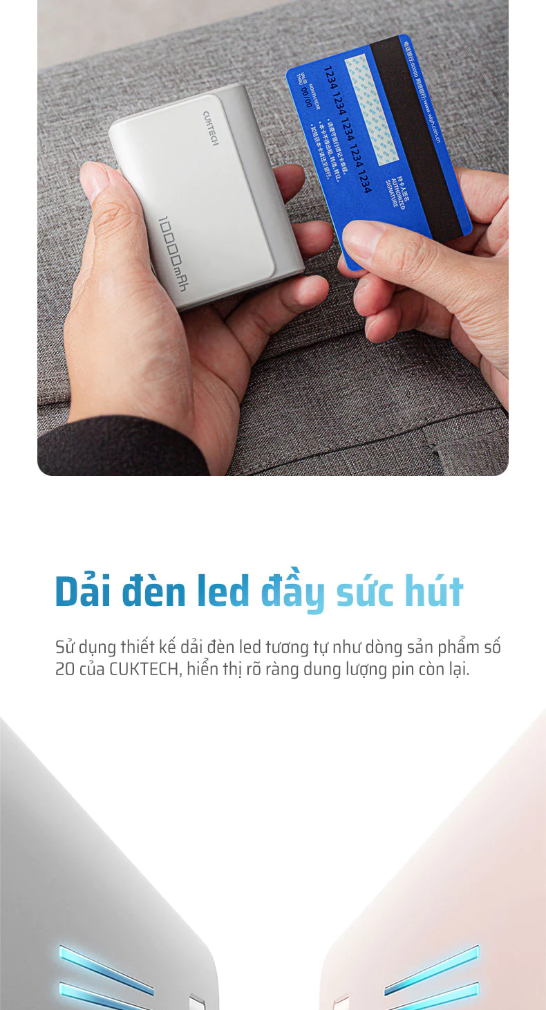 Pin dự phòng Cuktech 10.000mAh Power Bank 30W PD3.0/PPS/QC3.0/QC - PB100