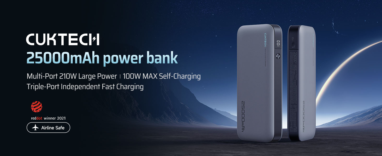 Sạc Dự Phòng Cuktech 25000mAh 210w 2C1A PD 3.1 PPS5A QC Mi Turbro Charger 120W - PB250 - Cuktech Việt Nam