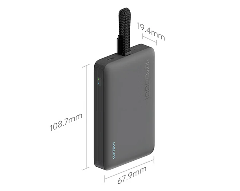 Sạc dự phòng không dây Cuktech 10.000mAh Hít từ tính + Tích hợp cáp Type C - WPB100L - Cuktech Việt Nam