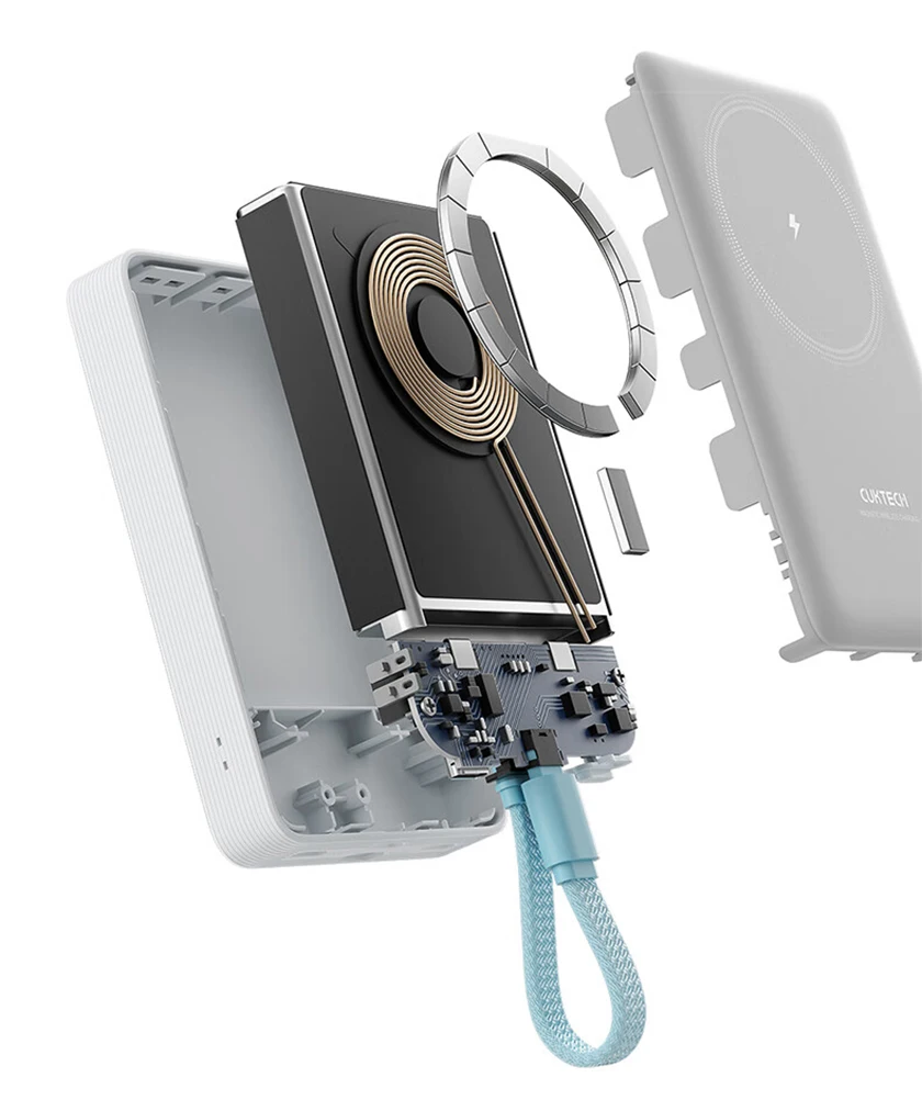 Sạc dự phòng không dây Cuktech 10.000mAh Hít từ tính + Tích hợp cáp Type C - WPB100L - Cuktech Việt Nam