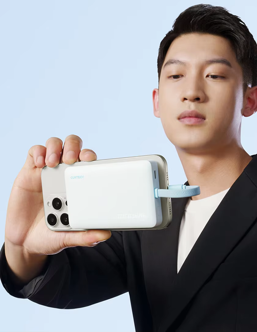 Sạc dự phòng không dây Cuktech 10.000mAh Hít từ tính + Tích hợp cáp Type C - WPB100L - Cuktech Việt Nam