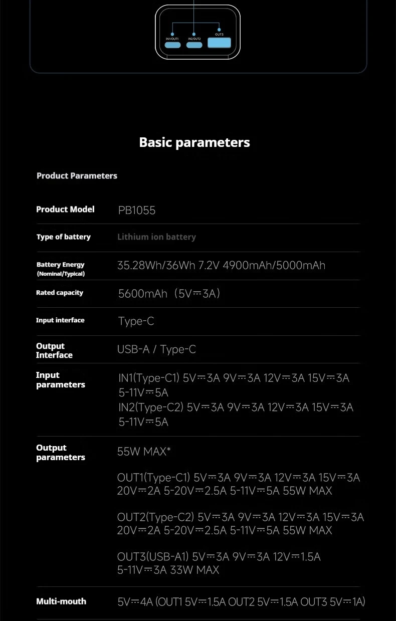 Pin dự phòng Cuktech No.10 Mini Power Bank 10.000mAh 55W PD/PPS/QC/Mi Turbro – PB1055
