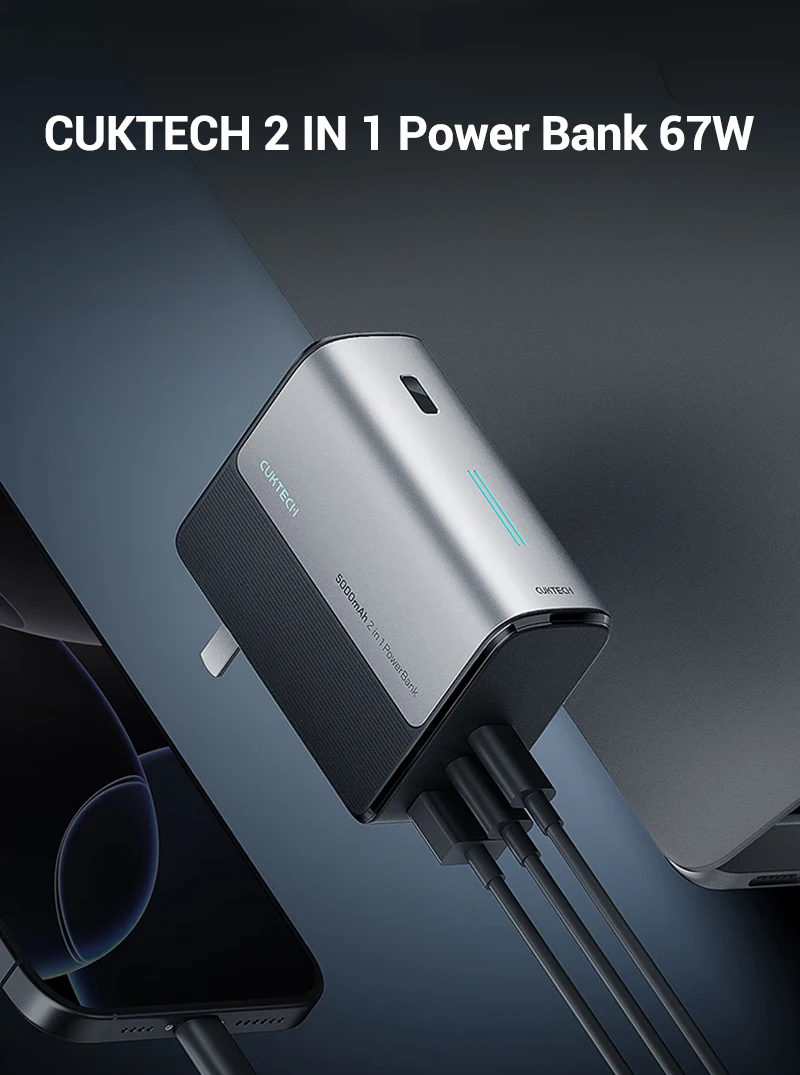 Pin dự phòng 2in1 Cuktech 5.000mAh 67W kiêm bộ sạc AC nhỏ gọn - BA651