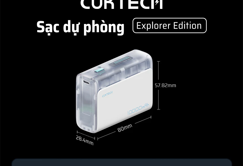 Pin dự phòng Cuktech 10.000mAh Power Bank 30W PD3.0/PPS/QC3.0 – PB100S