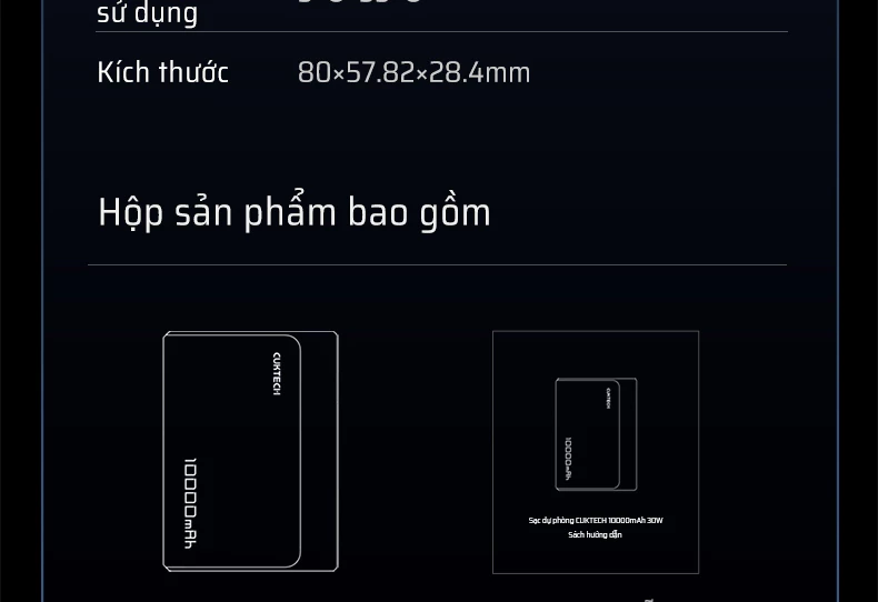 Pin dự phòng Cuktech 10.000mAh Power Bank 30W PD3.0/PPS/QC3.0 – PB100S