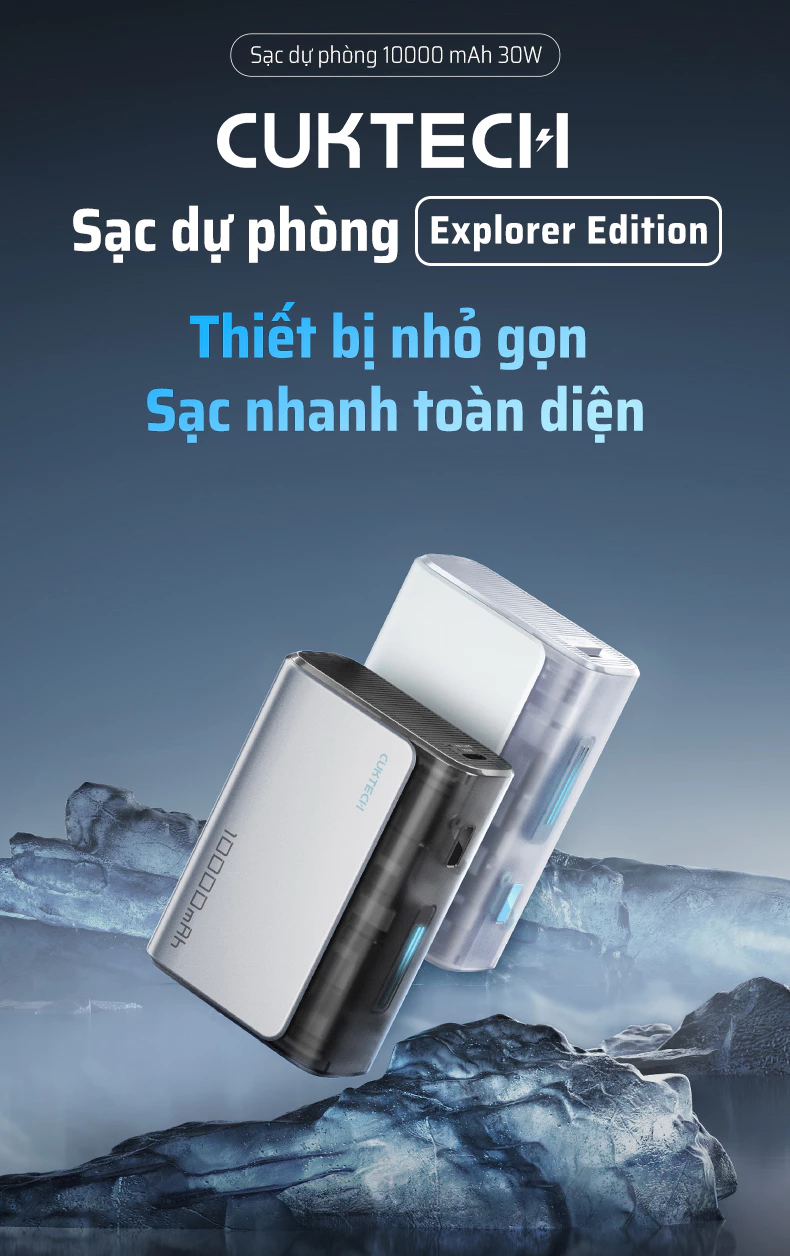 Pin dự phòng Cuktech 10.000mAh Power Bank 30W PD3.0/PPS/QC3.0 – PB100S
