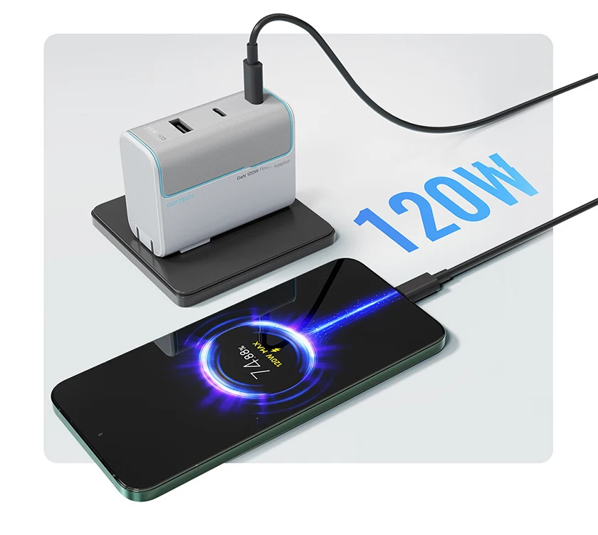 Sạc nhanh Cuktech 120W GaN Charger PD3.1/PPS2.0/QC4.0/Mi Turbo 120W – AD1003