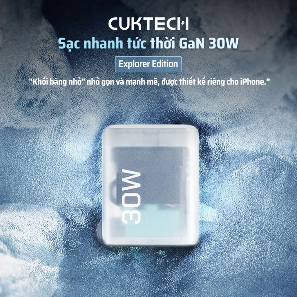 Sạc nhanh Cuktech 30W trong suốt siêu nhỏ PD3.0/PPS/QC3.0 – AD301N
